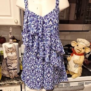 q Blue/purple Patterned Women's Swimdress Size 14